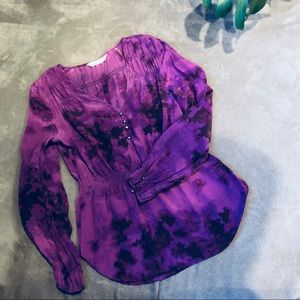 ♥️SALE♥️Rebecca Taylor Purple Tie Dye Silk Blouse
